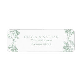 Etiqueta Vintage Sage Green Floral Wedding Endereço de Devo