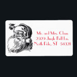 Etiqueta Vintage Santa Claus Black White Christmas<br><div class="desc">Uma imagem preta e branca do Pai Natal com um sorriso muito grande que lembra uma das Festas de Natal. Você pode alterar o estilo da fonte e a coloração do texto. Você também pode tornar a imagem maior ou menor e pode reproduzir com a cor de fundo. Muitos obrigados...</div>