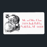 Etiqueta Vintage Santa Claus Black White Christmas<br><div class="desc">Uma imagem preta e branca do Pai Natal com um sorriso muito grande que lembra uma das Festas de Natal. Você pode alterar o estilo da fonte e a coloração do texto. Você também pode tornar a imagem maior ou menor e pode reproduzir com a cor de fundo. Muitos obrigados...</div>