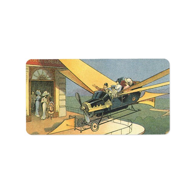 Etiqueta Vintage Science Fiction Steampunk Carro Convertíve (Frente)