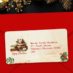 Etiqueta Vintage Script Rustic Green Red Christmas Address<br><div class="desc">Adicione um florescimento festivo às suas mensagens de fim de ano com esta etiqueta de endereço com o trabalho de arte de Feriados Doces — uma cena aquosa de boas festas, verde e bagas vermelhas, aliada a um texto editável para seu nome e endereço. A design evoca o encanto do...</div>