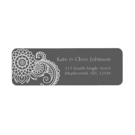 Etiqueta Vintage scroll design reexecute endereço label-whi