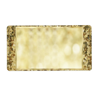 Etiqueta Vintage Sequin Dourado Bokeh Modelo
