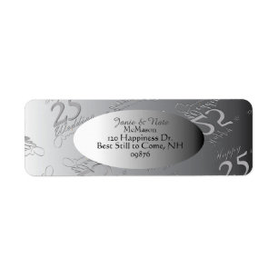 Etiqueta Vintage Silvery 25 Wedding Anniversário"