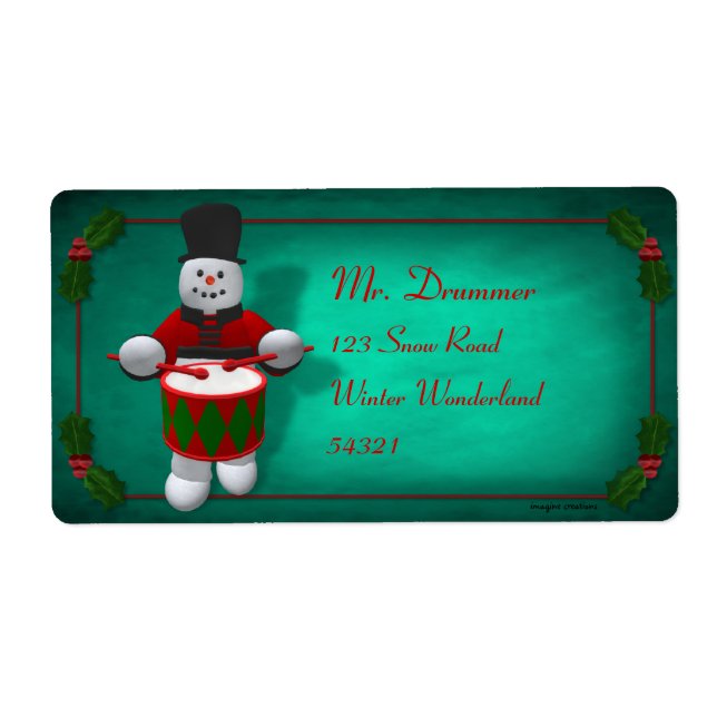 Etiqueta Vintage Snowmen: Drummer (Frente)