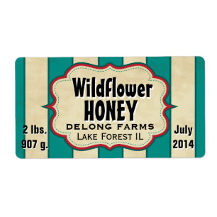 Etiqueta Vintage Stripes Wildflower Honey Large Horizontal