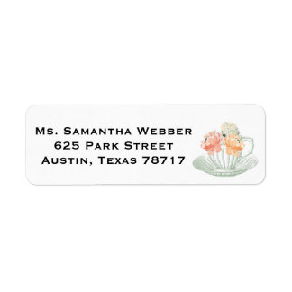 Etiqueta Vintage Tea Cup Floral Return Address Sticker