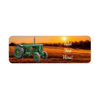Etiqueta Vintage - Trator de Fazenda Antiquado