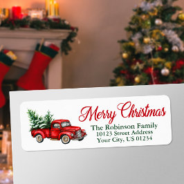 Etiqueta Vintage Vintage Red Truck Tres Natal