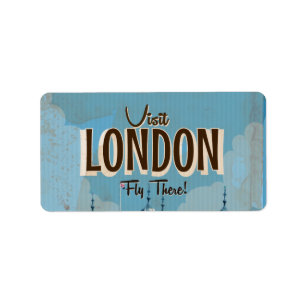 Etiqueta Vintage Visite Londres - Voe Lá