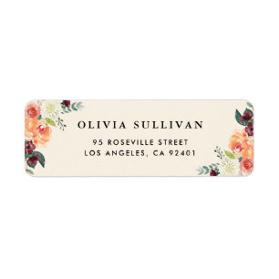 Etiqueta Vintage Watercolor Autumn Blooms Floral Buquê