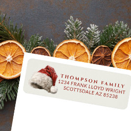 Etiqueta Vintage Watercolor Christmas Hat Return Endereço