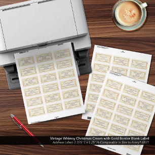 Etiqueta Vintage Whimsy Christmas Cream Dourado Border Vazi