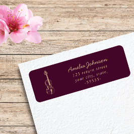 Etiqueta Violin Elegant Script Music Teacher Modern