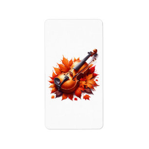 Etiqueta Violino na cama de folhas