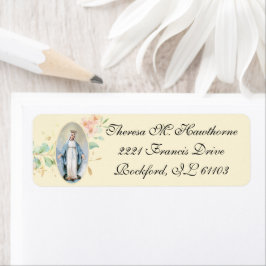 Etiqueta Virgem Religiosa Mary Floral Elegante