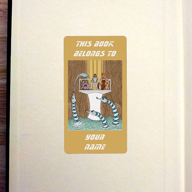 Etiqueta Visitando a Piscina do Piptrixons Bookplate (Visiting the Pool of the Piptrixons Bookplate in Old Book)