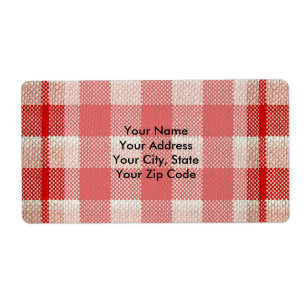 Etiqueta Vista de Burlap com Padrão Verificado de Gingham V