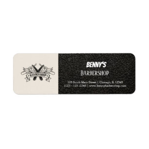 Etiqueta Vista de couro de barbearia