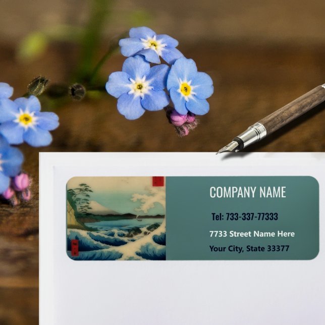 Etiqueta Vista marítima com o Rótulo Monte Fuji (Criador carregado)