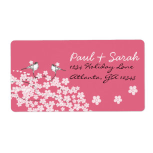 Etiqueta Vitoriano Ave Bird Cherry Blossoms Casamento Lable
