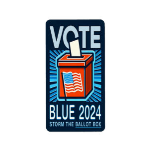 Etiqueta Votação Blue 2024 Caixa de Votação Eleições Presid