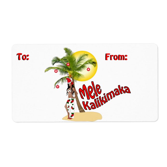 Etiqueta Wahine Pinup Christmas Gift Labels (Frente)