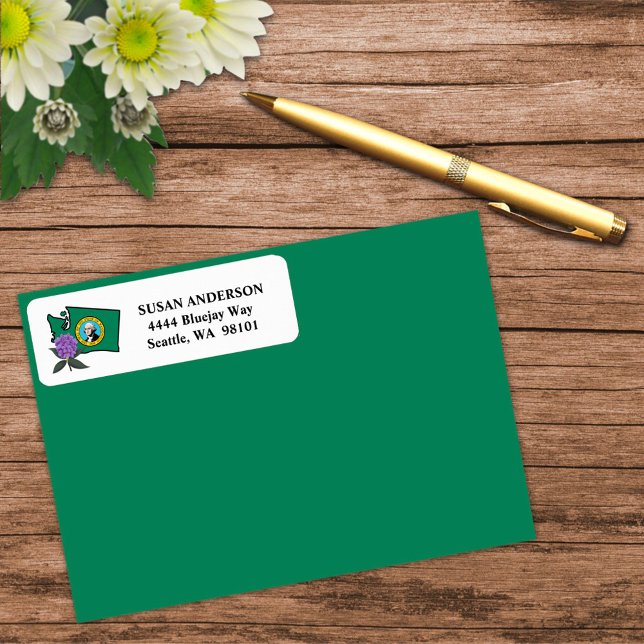 Etiqueta Washington Flag e Flower Pacific Rhododendron (Criador carregado)