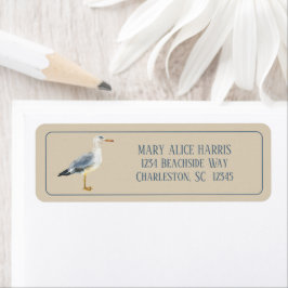 Etiqueta Watercolor Beach Seagull Personalized