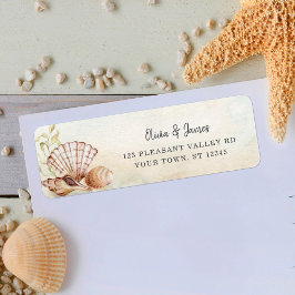 Etiqueta Watercolor Beach Seashells Endereço de Devolução d