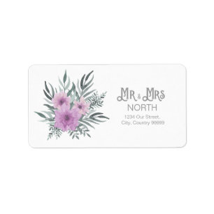 Etiqueta Watercolor Buquê Wedding Sr. e Sra. Lilac ID654
