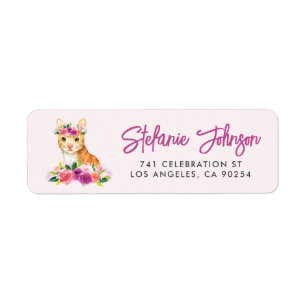 Etiqueta Watercolor Cat Floral Return Address Label II