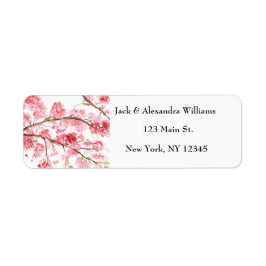 Etiqueta Watercolor Cherry floresce Pink Return Address