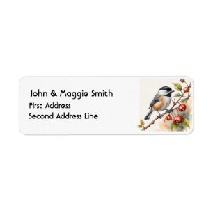 Etiqueta Watercolor Chickadee Bird Nature Art