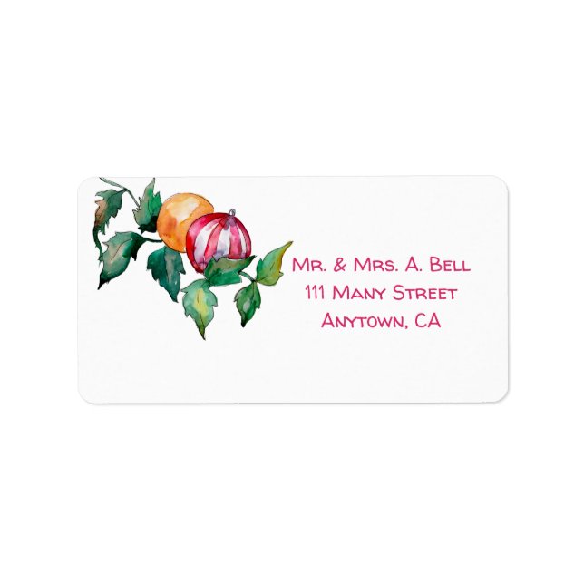 Etiqueta Watercolor Christmas Balls (Frente)