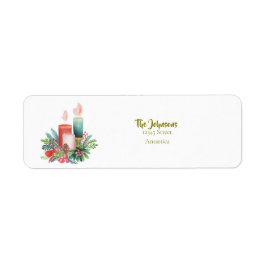 Etiqueta Watercolor Christmas candles Return address label