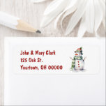 Etiqueta Watercolor Christmas Snowman<br><div class="desc">Neve de Natal em aquarela em fundo branco.</div>
