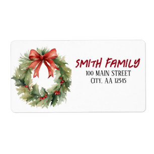 Etiqueta Watercolor Christmas Wreath