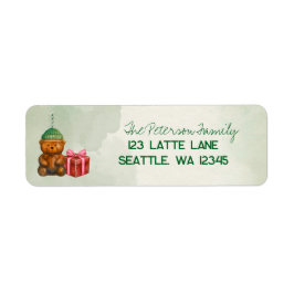 Etiqueta Watercolor Coffee Bear Holiday Return Labels