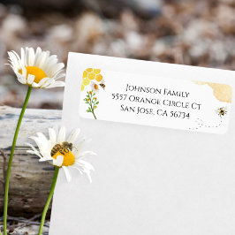 Etiqueta Watercolor Daisy Honey Bee Chá de fraldas Address
