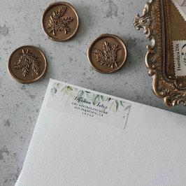 Etiqueta Watercolor Eucalyptus Greenery Endereço de Devoluç