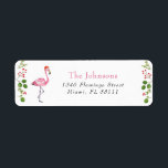 Etiqueta Watercolor Flamingo Tropical Christmas Address<br><div class="desc">Cor da água doce flamingo e verde de inverno Etiquetas de endereço de férias.</div>