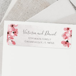 Etiqueta Watercolor Floral Cherry Blossom Endereço de Devol