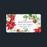 Etiqueta Watercolor Floral Christmas Floral n Foliage<br><div class="desc">Etiquetas de endereço de cartão de Natal,  maiores que são ideais para a parte de trás da decoração do cartão. Pintou a aquarela tradicional floral e folhagem de Natal para um estilo eterno,  clássico mas moderno. Copyright,  Audrey Jeanne Roberts,  todos os direitos reservados.</div>