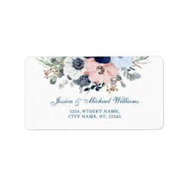 Etiqueta Watercolor Floral Elegante Buquê Azul Anêmona