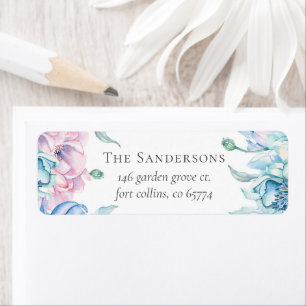 Etiqueta Watercolor Floral Elegante Farmhouse Endereço de D