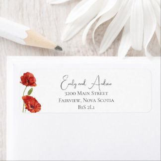 Etiqueta Watercolor Floral Red Poppy Flowers Casamento Retu
