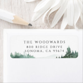 Etiqueta Watercolor Forest Mountain Lake 