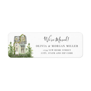 Etiqueta Watercolor Garden House Movemos o Endereço de Devo