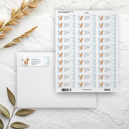 Etiqueta Watercolor Golden Retriever Winter Holiday Card